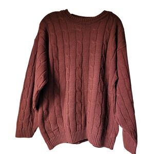 Eric Rhodes Cable Knit Sweater Mens L Brown Excellent Vintage Grandpa Academia
